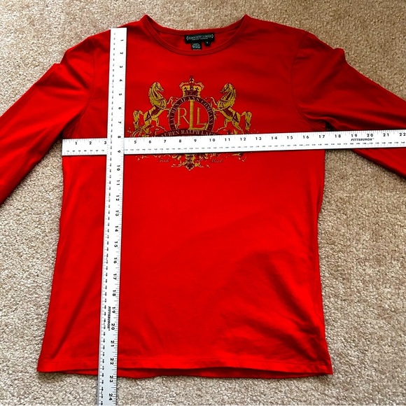 Ralph Lauren Jeans Co Red Long Sleeve Graphic Tee - Picture 5 of 7